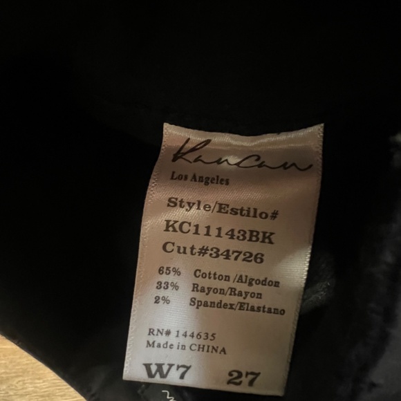 KanCan Distressed Raw Hem Women's Black Denim Shorts, 3" Inseam, 27/W7 - Picture 7 of 9